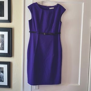 Calvin Klein purple belted sheath dress size 6